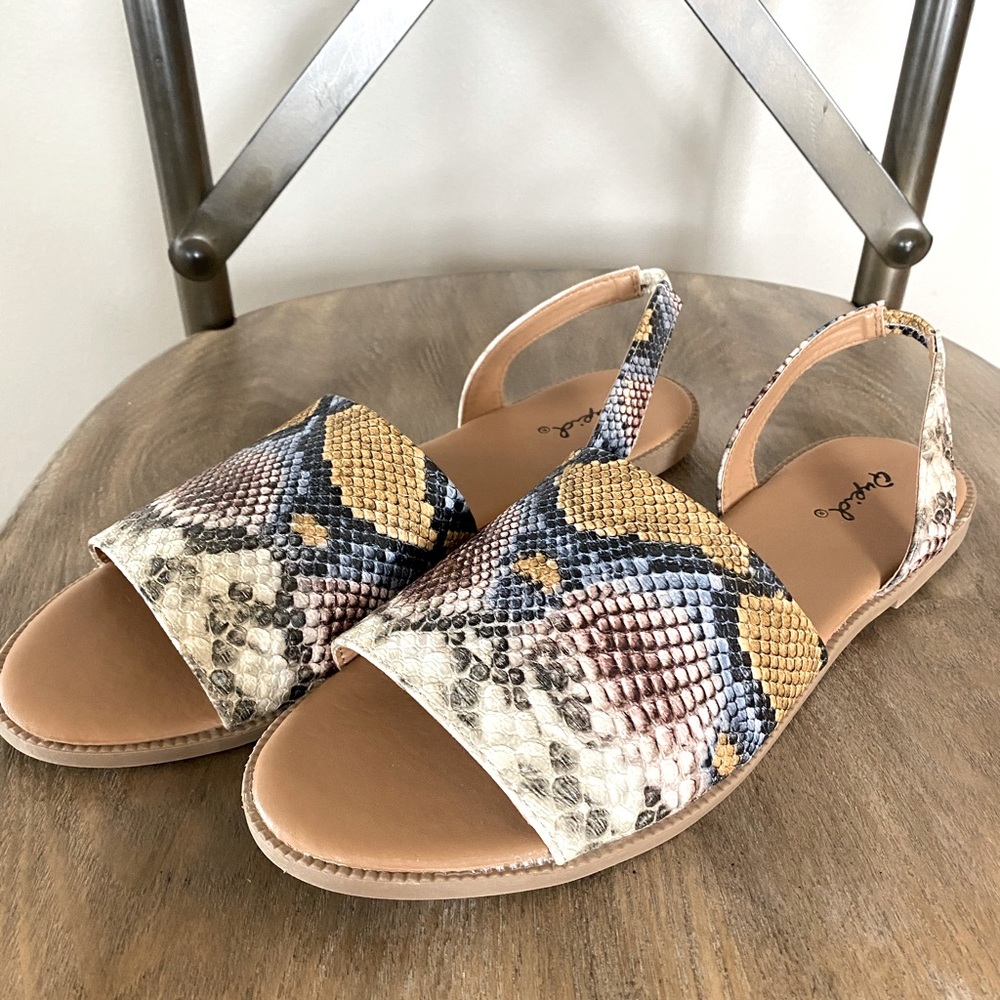 Qupid, never worn, snake pattern sandals!